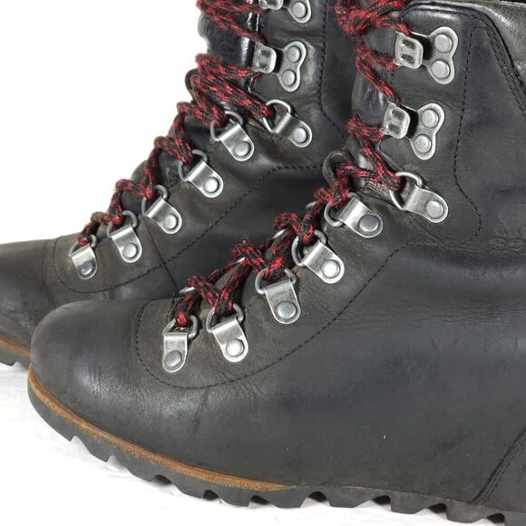 Sorel Women’s Conquest US 6 Black Leather Waterproof Wedge Ankle Winter Boots - Picture 15 of 16
